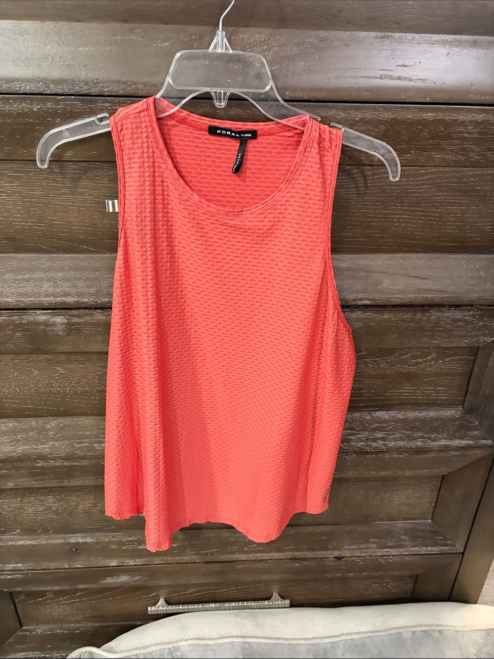 Koral Coral-Red Textured Sleeveless Tank